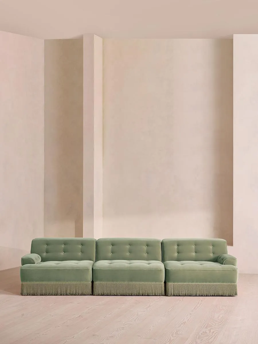Elowen Modular Sofa, Four Seater, Velvet, Seafoam