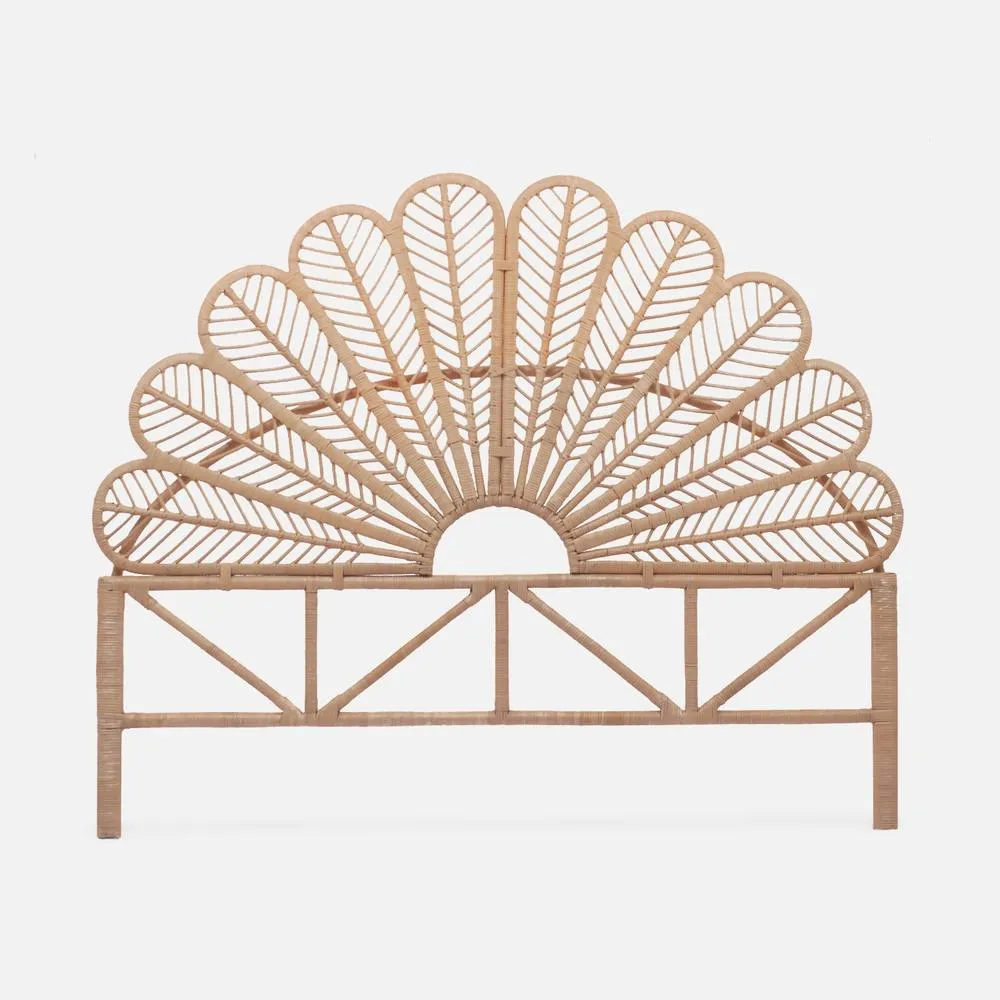 sweeek Natural Rattan Headboard Double Bed 140cm in Light Brown 2