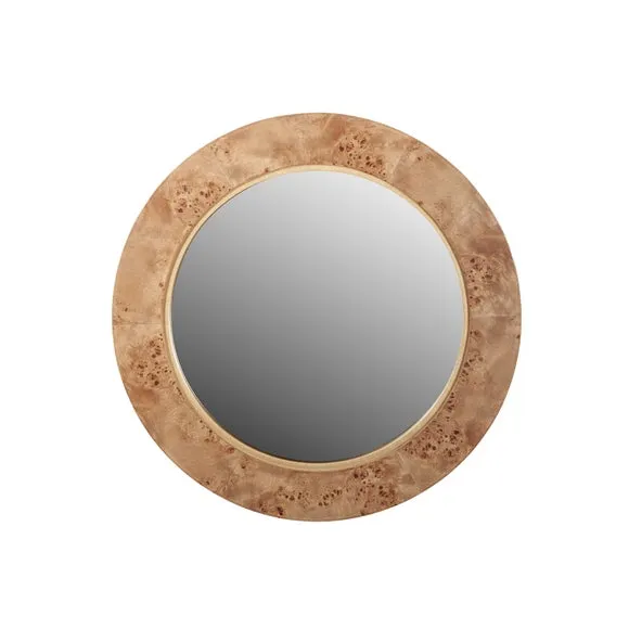 Newborough Burr Wood Effect Round Wall Mirror 4