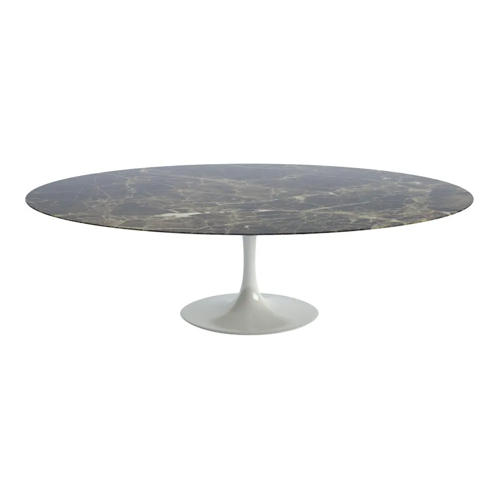 Knoll Saarinen Dining Table with White Base in Brown Emperador 244cm 3