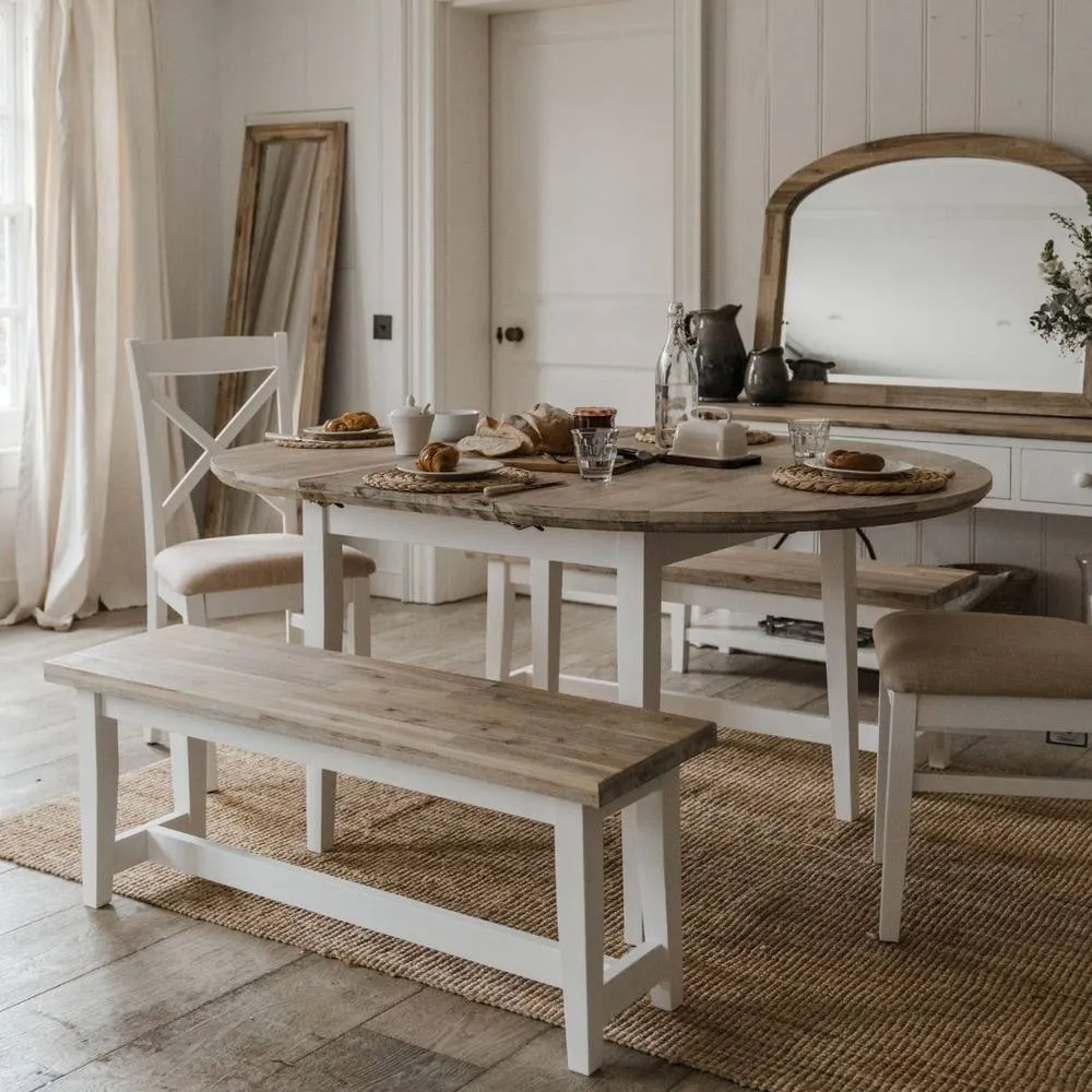 Statement Furniture Florence Round Oval Extendable Kitchen Dining Table in White 1