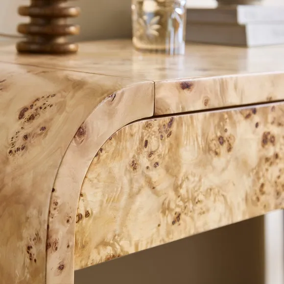 Seana 2 Draw Desk, Burl Wood 3