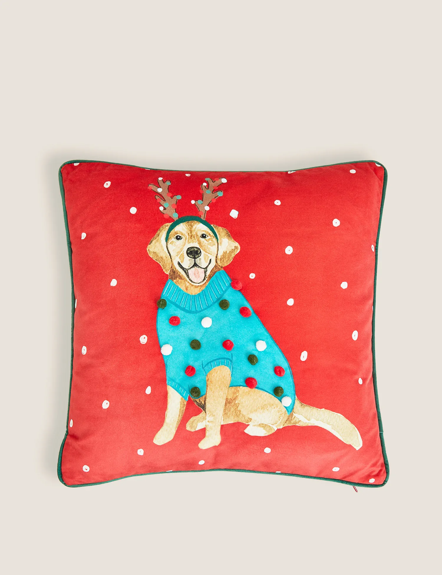 M&S Velvet Labrador Embroidered Cushion