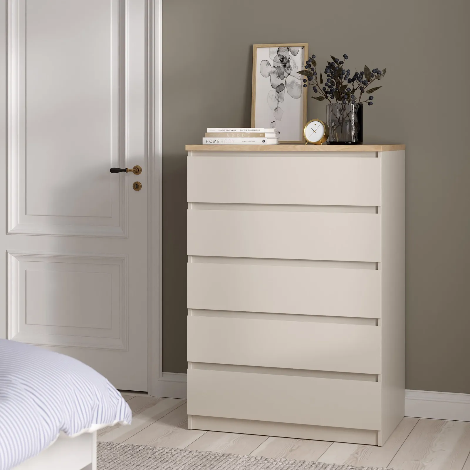 Furniture To Go Naia Chest of 5 Drawers in Beige 5