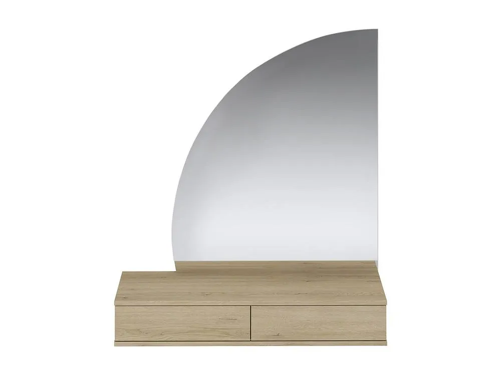 Vente-unique Wall-Mounted Dressing Table With LED Mirror - 2 Drawers - Colour: in Light Oak 5