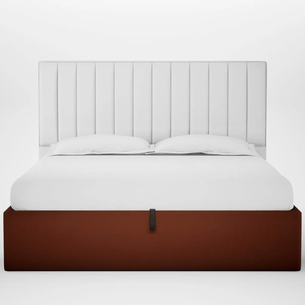 Heal's Lift Storage Divan Super King Smart Cotton Linen Rust Natural Feet 1