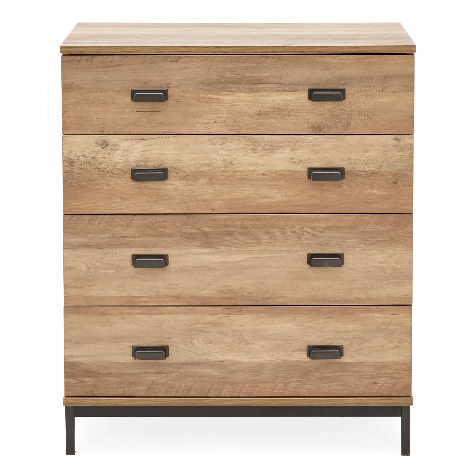 Fulton Oak Effect 4 Drawer Chest Brown