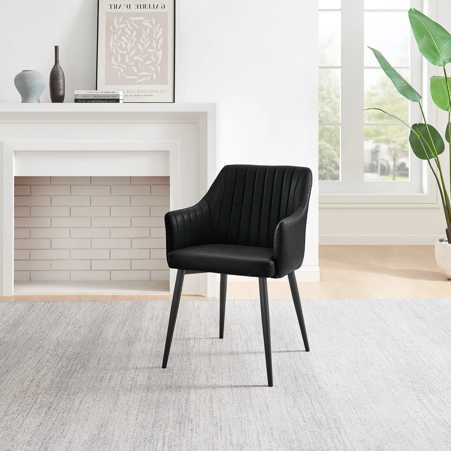 FurnitureboxUK Set of 2 Calla Faux Leather Dining Chairs With Black Metal Legs 5