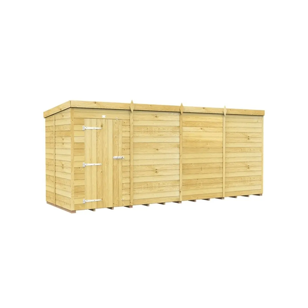 Buttercup Farm 16 x 5 Feet Pent Shed - Single Door W/O Window - L147 x W474 x H201 cm in Brown