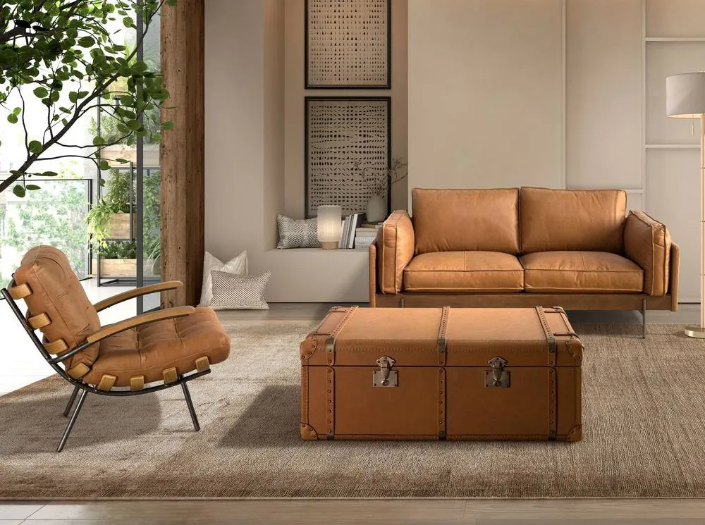 Angel Cerda Brown Cowhide Leather Trunk 126x74x46 cm 4