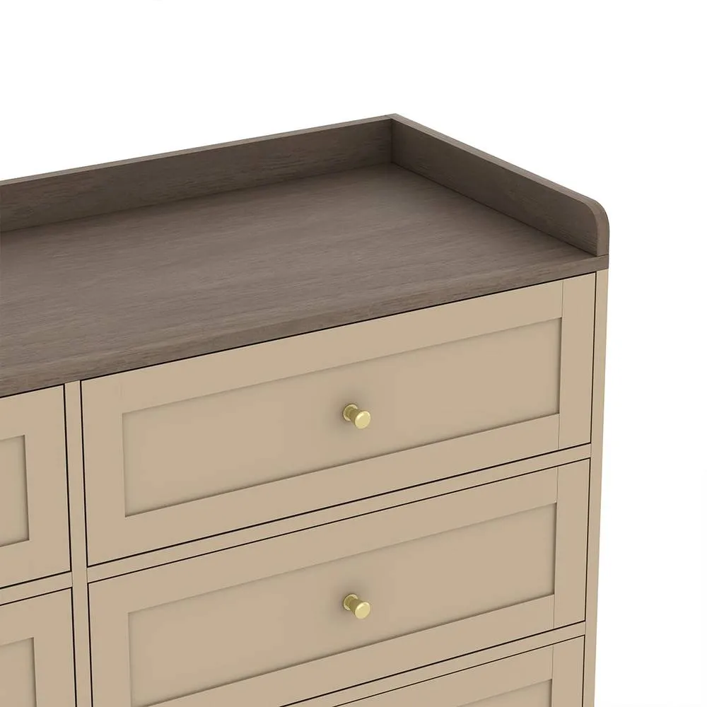 Melody Maison Large Cream & Wood 6 Drawer Chest Of Drawers - Oswin Range 2
