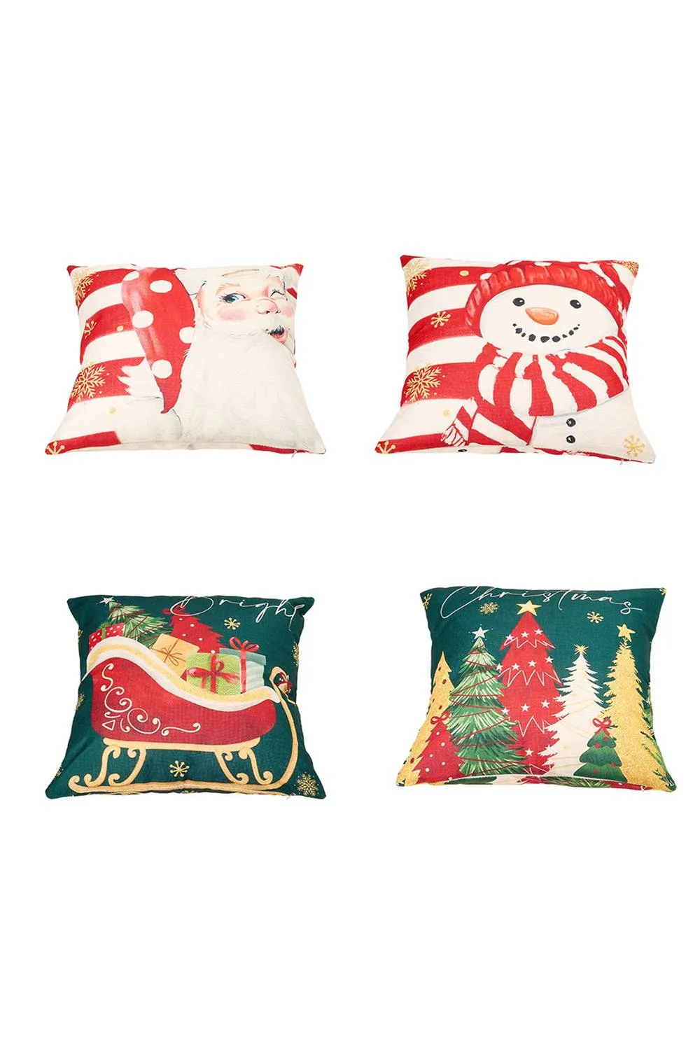 Living and Home Christmas Themed Decorative Pillow Case with Festive Motifs