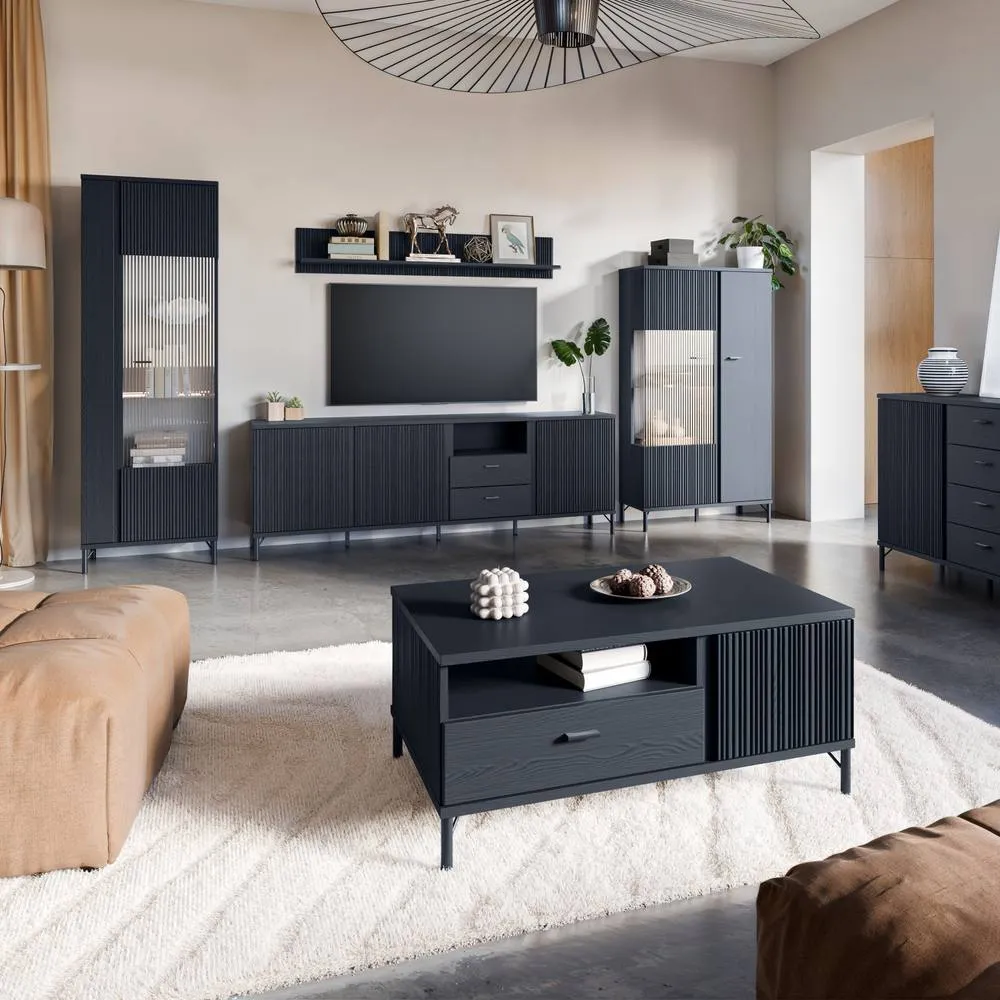 Furniture To Go Lusaka Coffee Table 2 Door 1 Drawer in Black Graphite 5