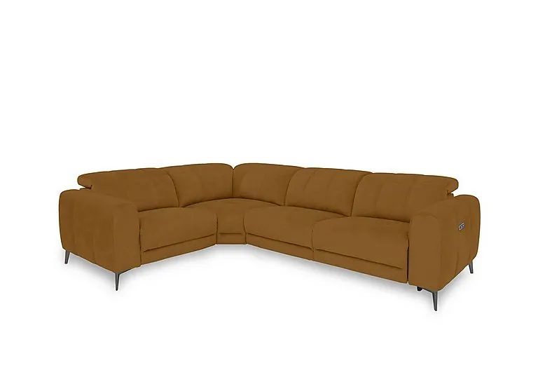 Ezra Fabric Power Recliner Left Hand Facing Corner Sofa with Power Headrest - Opulence Saffron