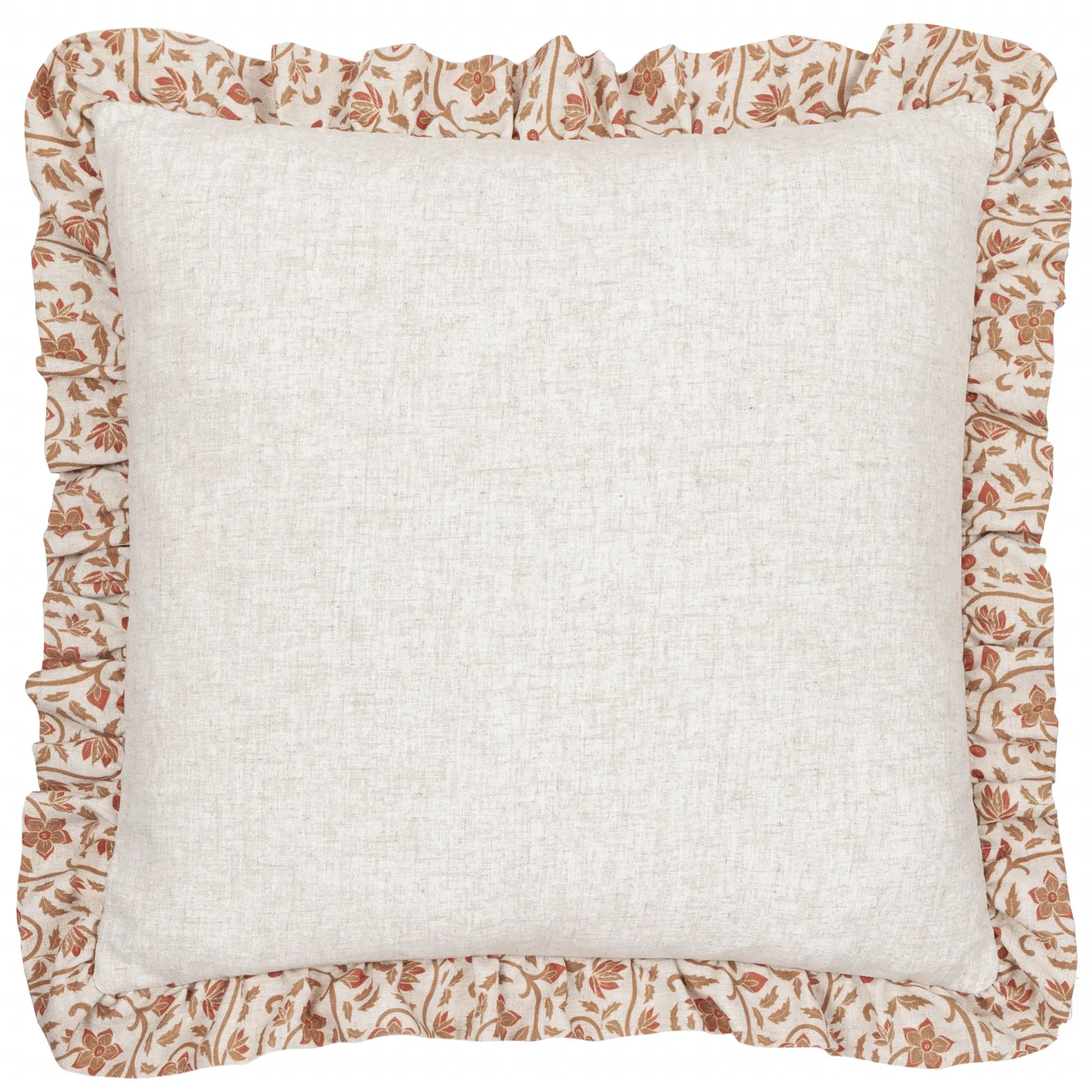 Paoletti Linen Filigree Printed Ruffle Cushion in Yellow 3