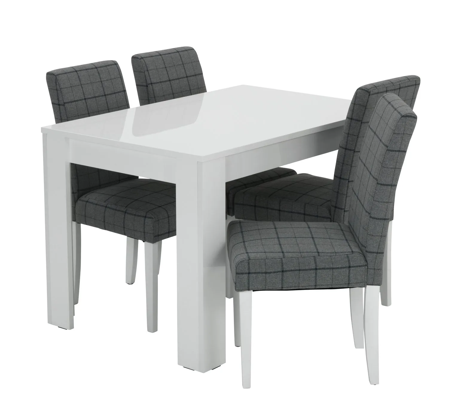 Habitat Miami White Gloss Dining Table & 4 Chairs - Blue