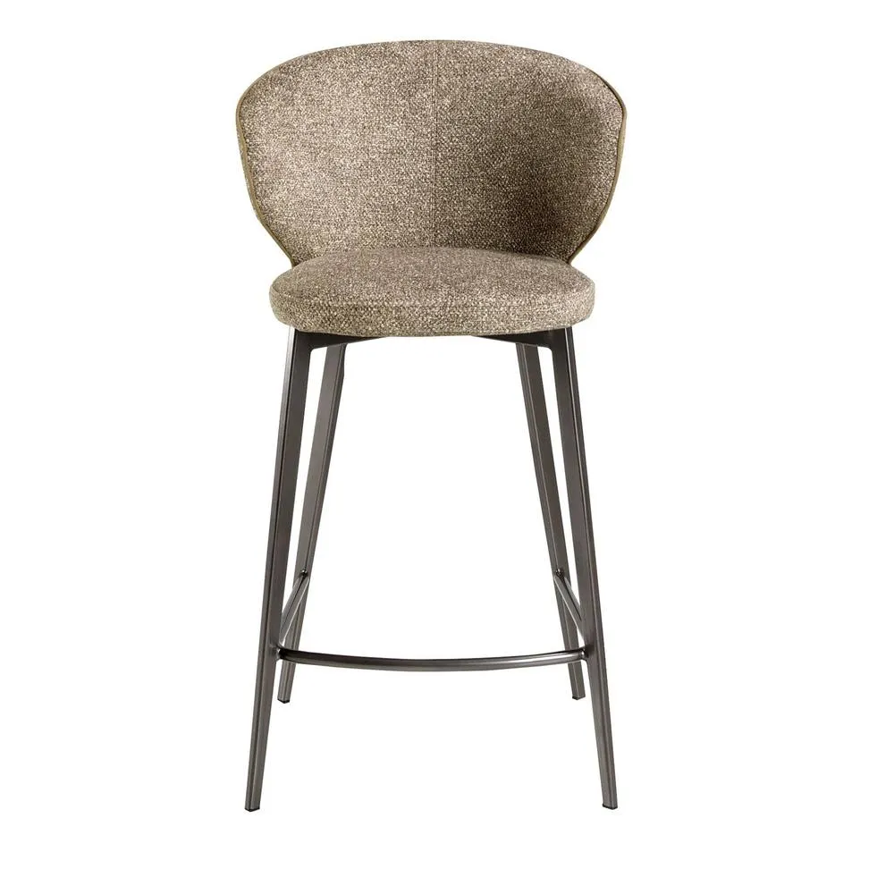 Angel Cerda Brown Mottled Fabric Bar Stool with Anthracite Metal Legs 2