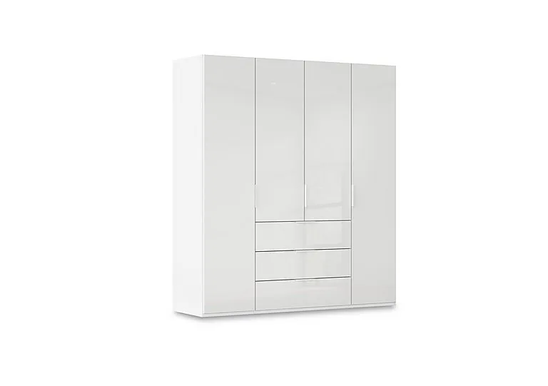 Haven 201cm 4 Door Combi Wardrobe with Glass Doors - Alpine White