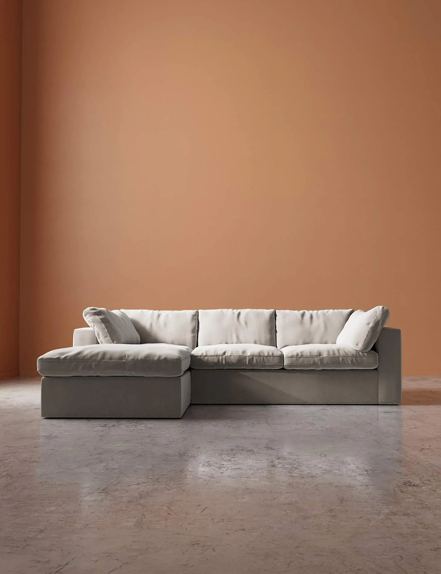 Swoon Crushed Velvet Left Hand Chaise Sofa Cream