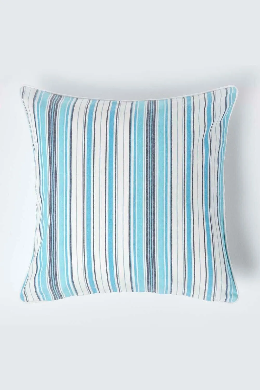 Homescapes Cotton New England Stripe Cushion Cover in Blue
