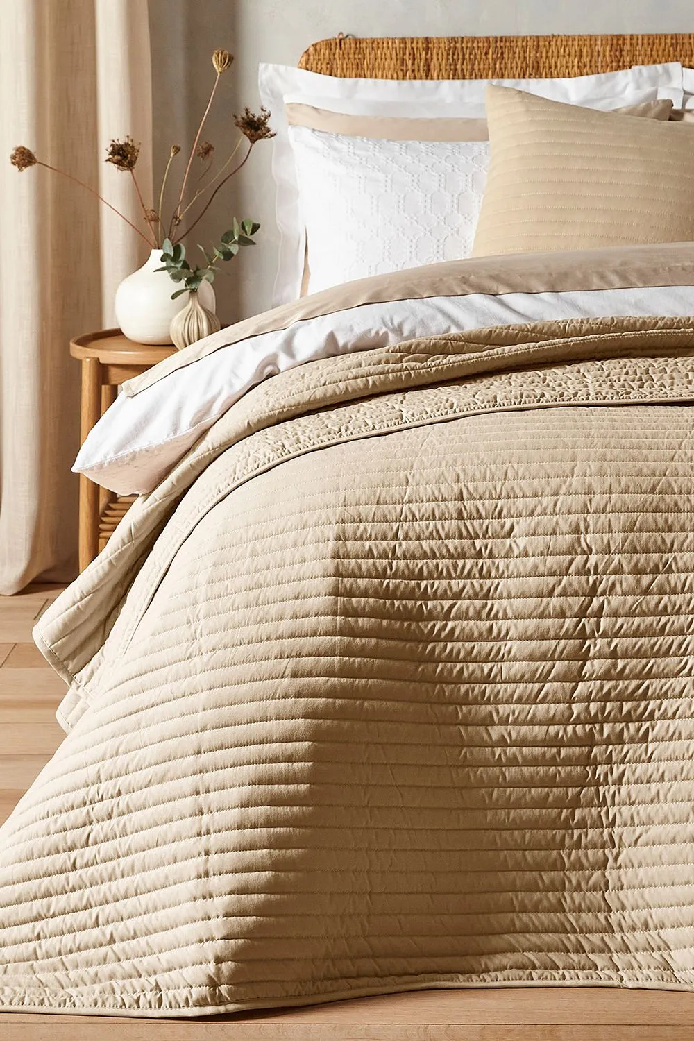 Bianca 'Quilted Lines' Bedspread in Natural