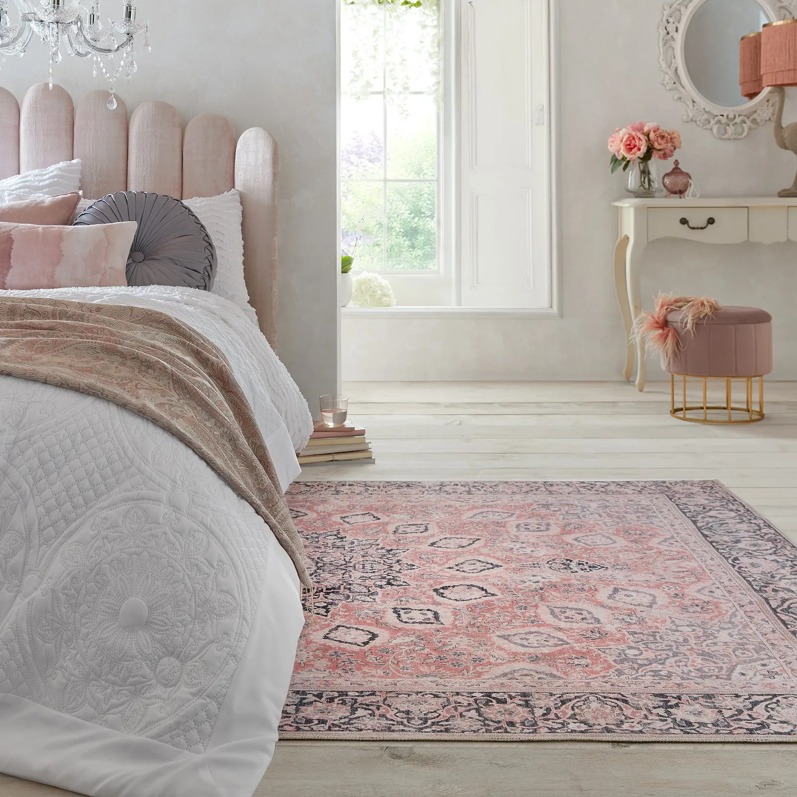 Somerton Washable Rug Pink