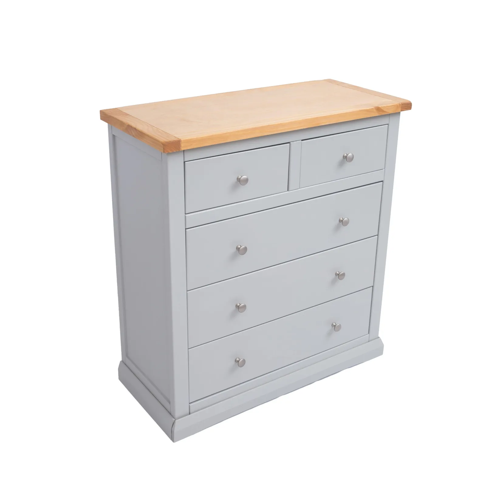 Cabinet Bits Loreo 5 Drawer Chest of Drawers Chrome Knob in Light Grey 3