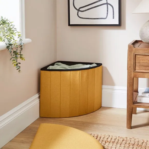 Faux Linen Corner Ottoman 2