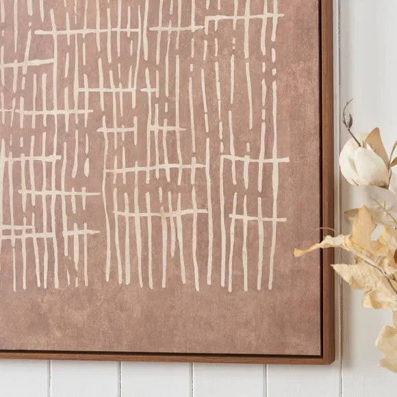 Brown & Natural Abstract Linear Design Framed Canvas 2