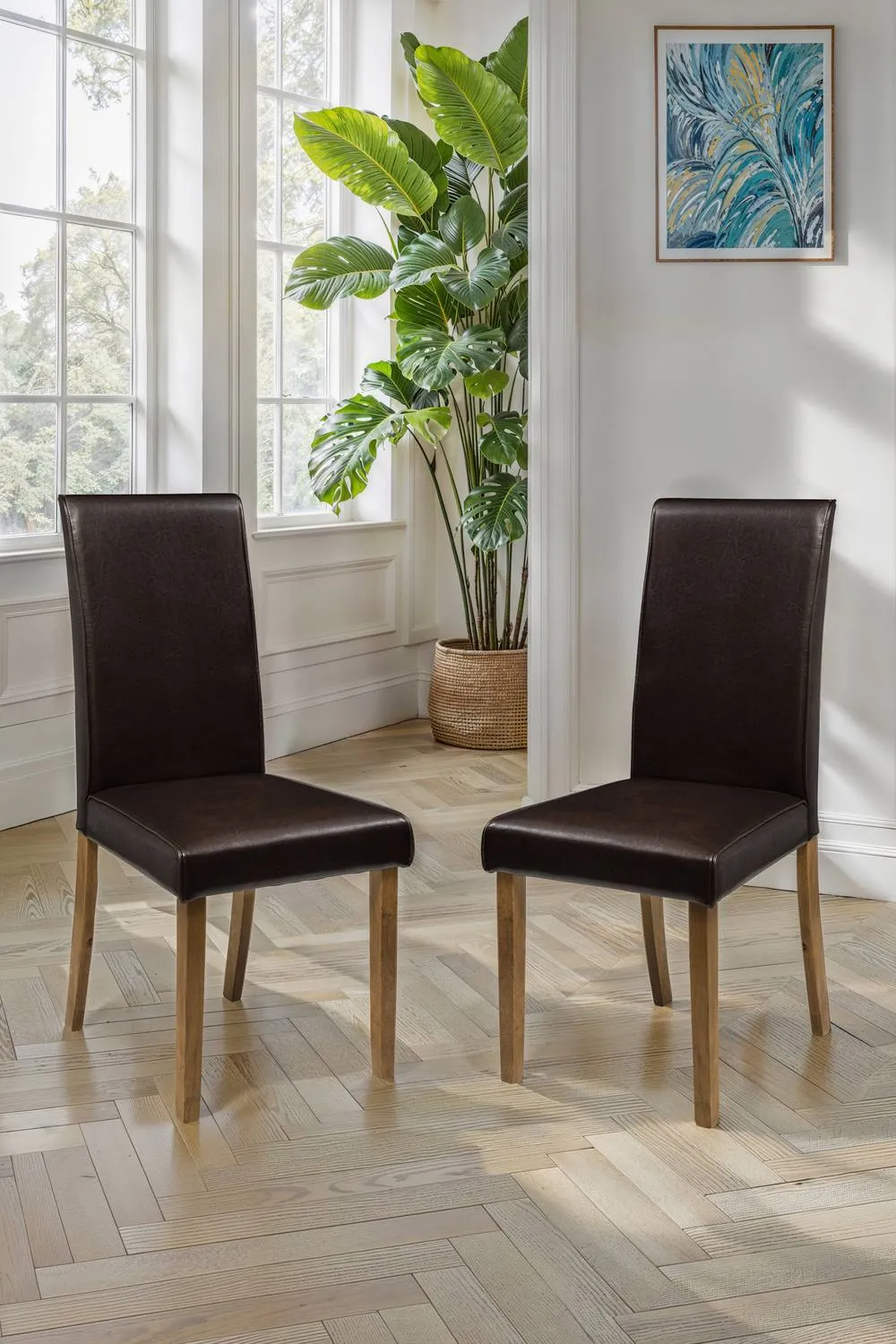 Julian Bowen Hudson High Back Upholstered Dining Chair (Set of 2) in Brown 1