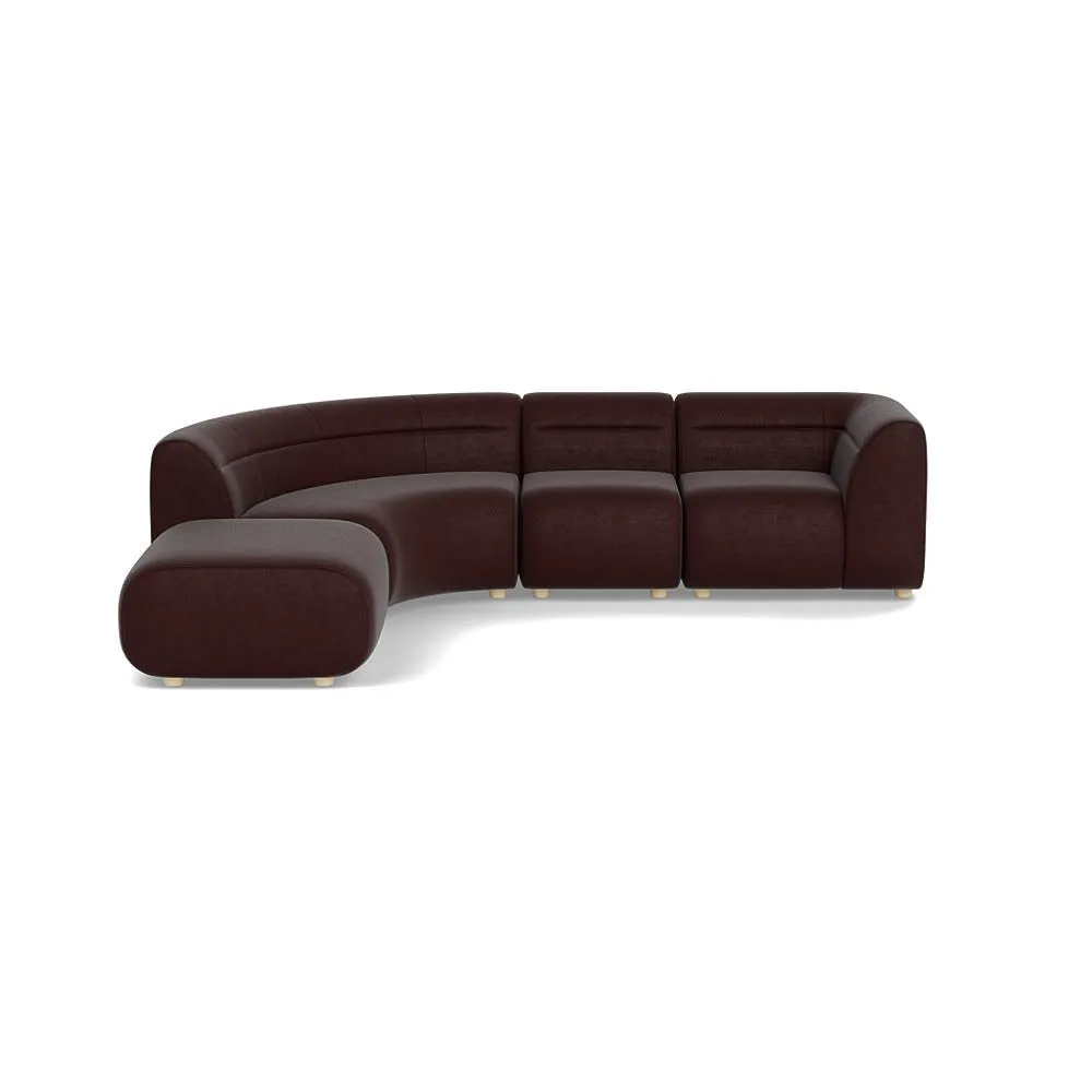 Heal's Lilli Left Hand Facing Curved Corner Sofa Smart Luxe Velvet Acorn Natural Beech Feet 1