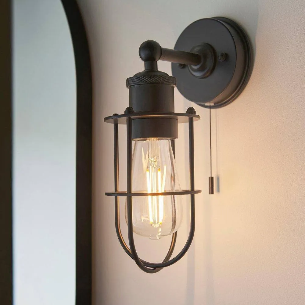 Netlighting 'TREVISO' Non Dimmable Stylish Contemporary Metal Bathroom Wall Lamp in Black 2