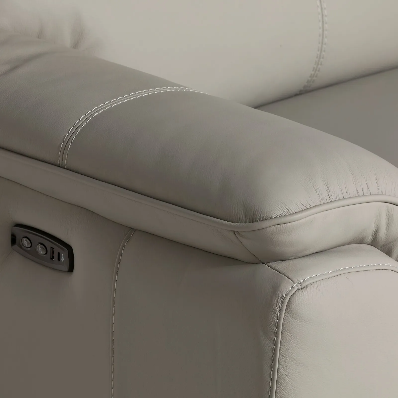 Fiore 2.5 Seater Recliner Sofa with 2 Power Recliners, Grey Leather | Barker & Stonehouse 4