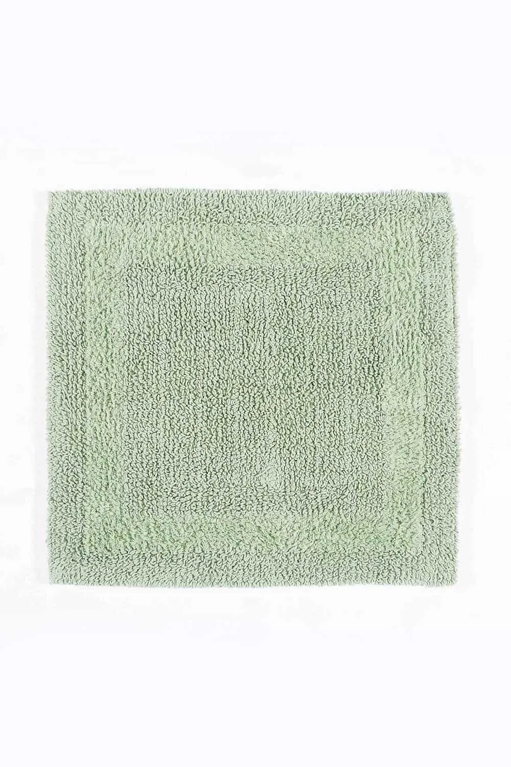 Homescapes Luxury Square Bath Mat 1600GSM 100% Cotton Reversible Shower Mat, 50cm in Pale Green 1