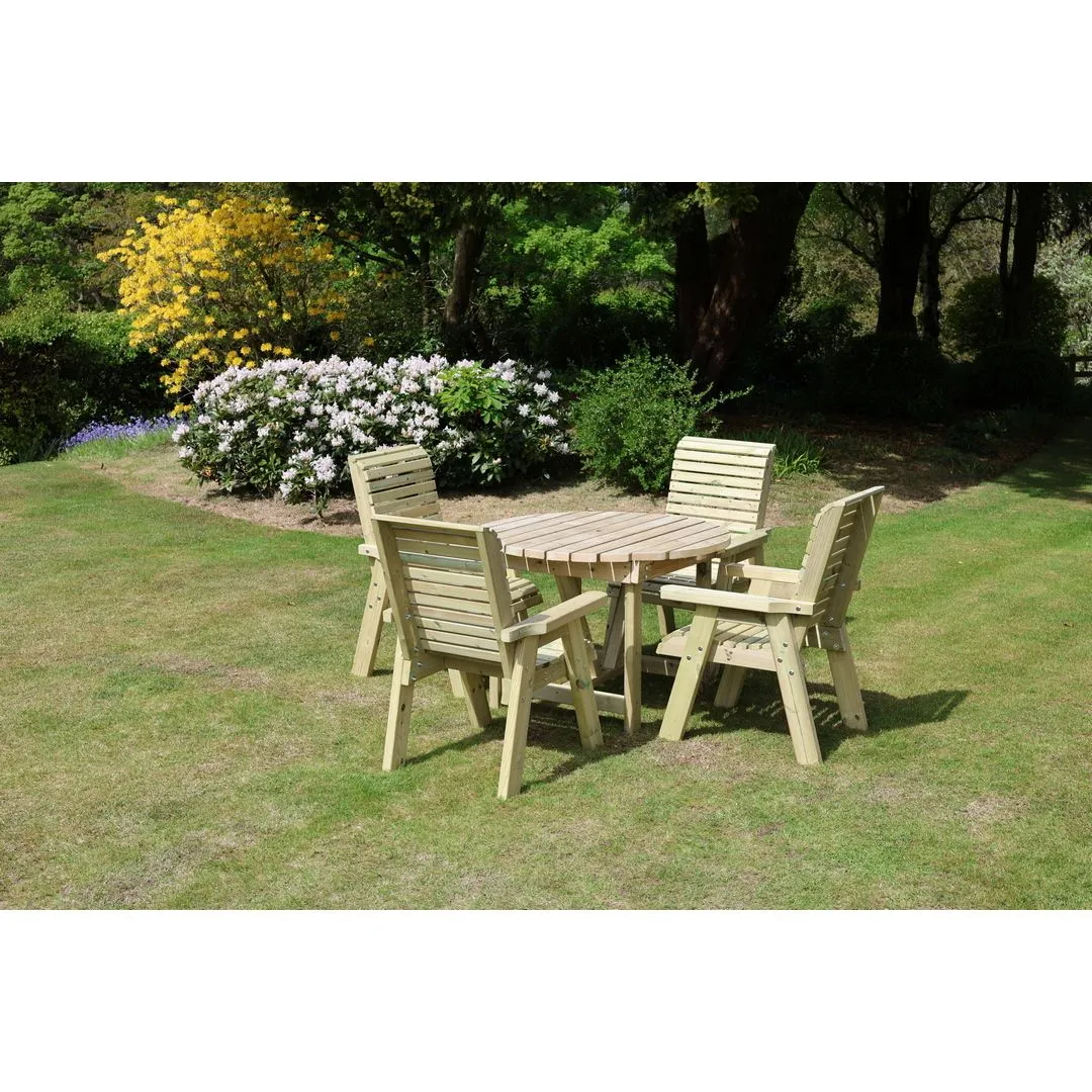 Churnet Valley Garden Furniture Ltd Ergo 4 Seater Round Table Set - Timber - Partially Assembled in Brown 4
