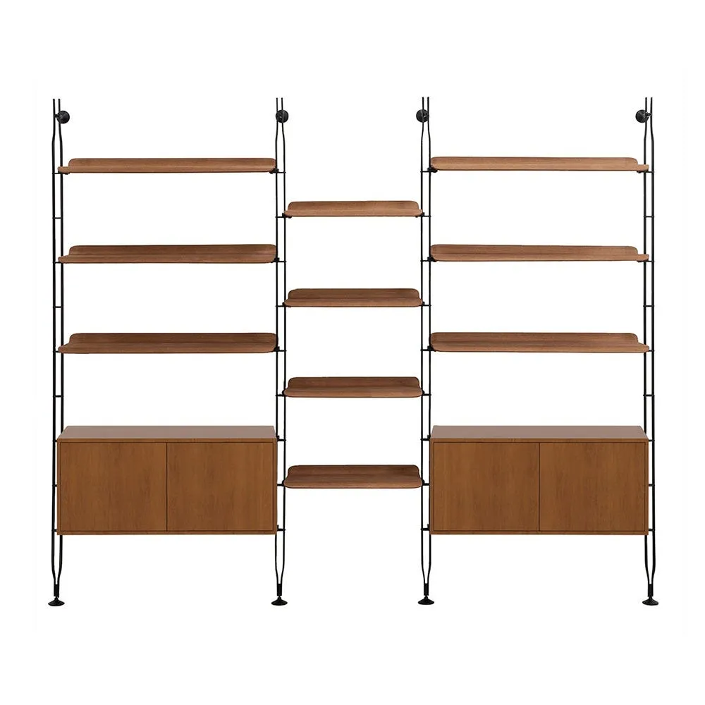 Kartell Adam Wood Bookshelf 6+4 Shelves 2 Cupboards Dark Wood 2