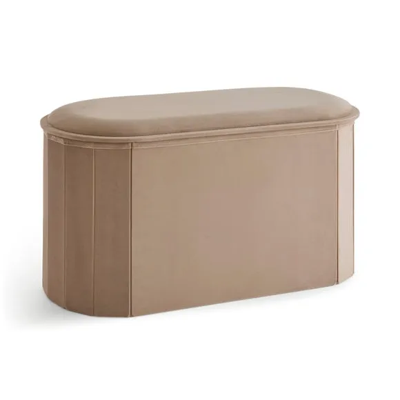 Recycled Velour Lozenge Ottoman with Tray 4
