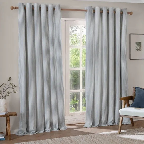 Yard Hebden Striped Eyelet Curtains (Blackout Available) 2