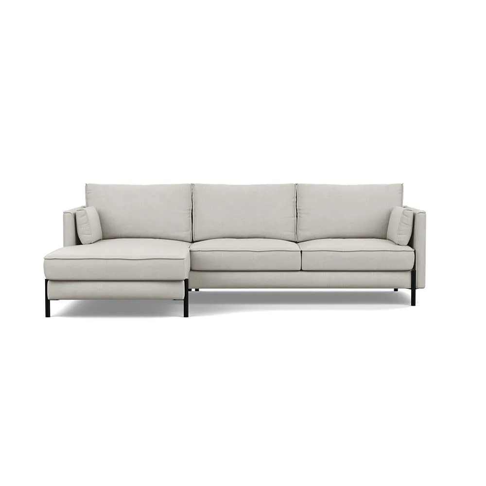Heal's Tortona Left Hand Facing 4 Seater Corner Chaise Capelo Linen-Cotton Sea Salt Black Feet 1