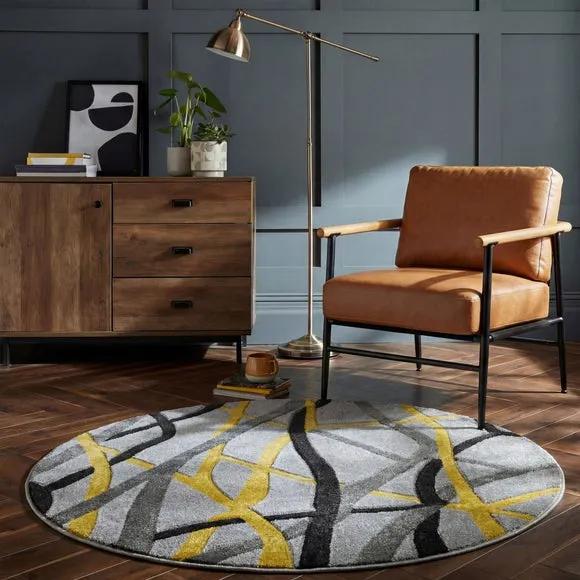 Mirage Reeds Abstract Wave Round Rug