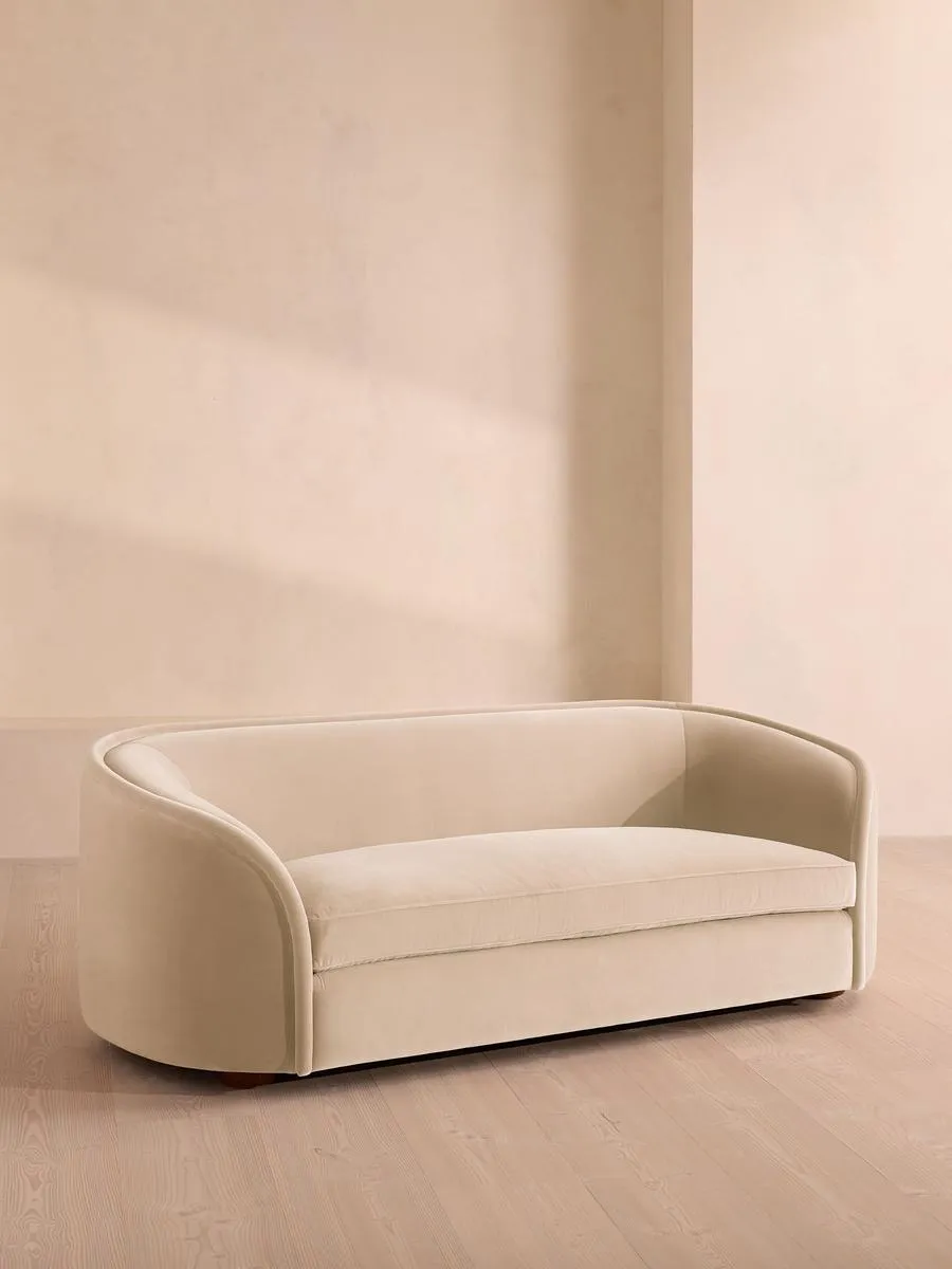 Conall Three Seater Sofa, Velvet, Porcelain