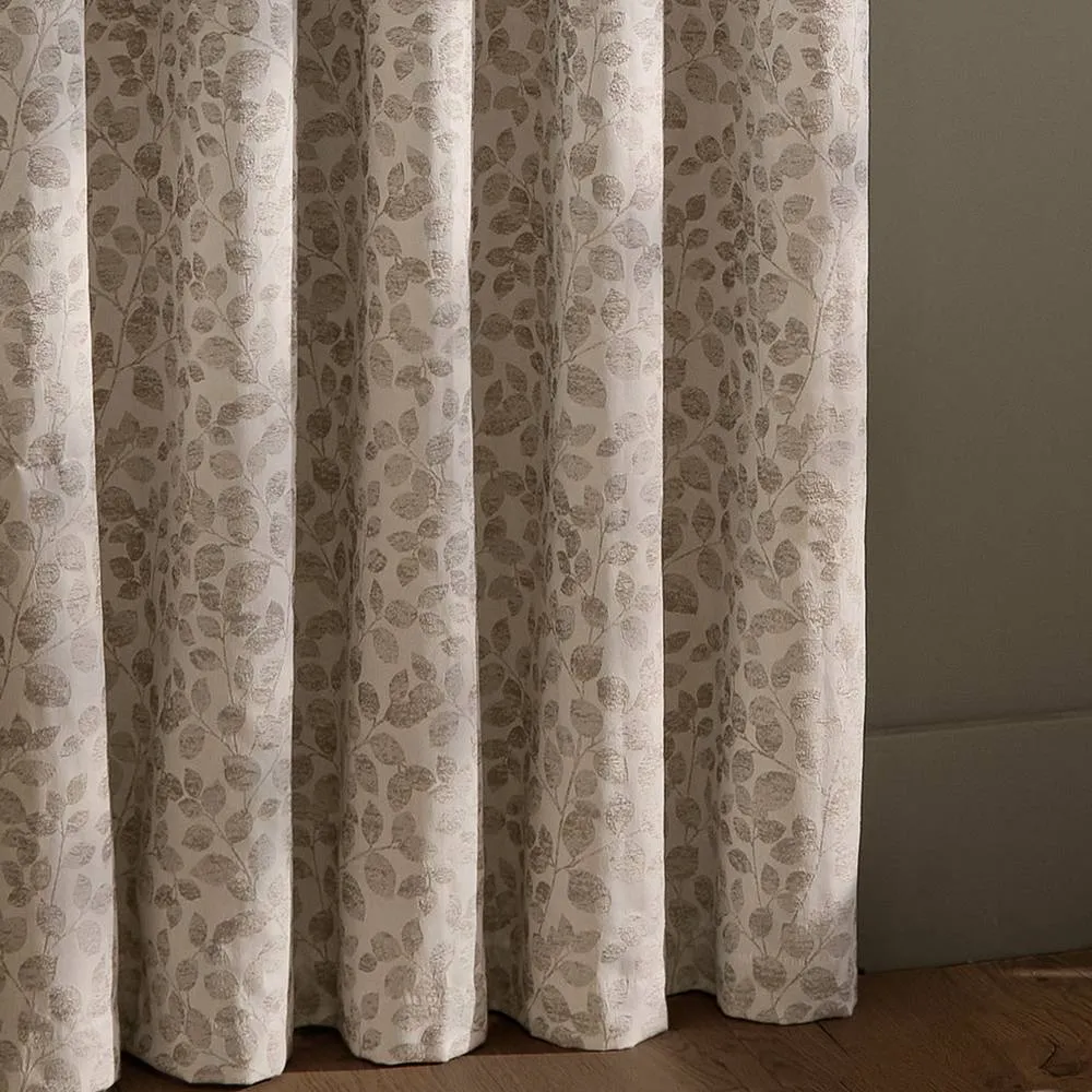 Wylder Grace Leaf Jacquard Fully Lined Eyelet Curtain Pair in Natural 5