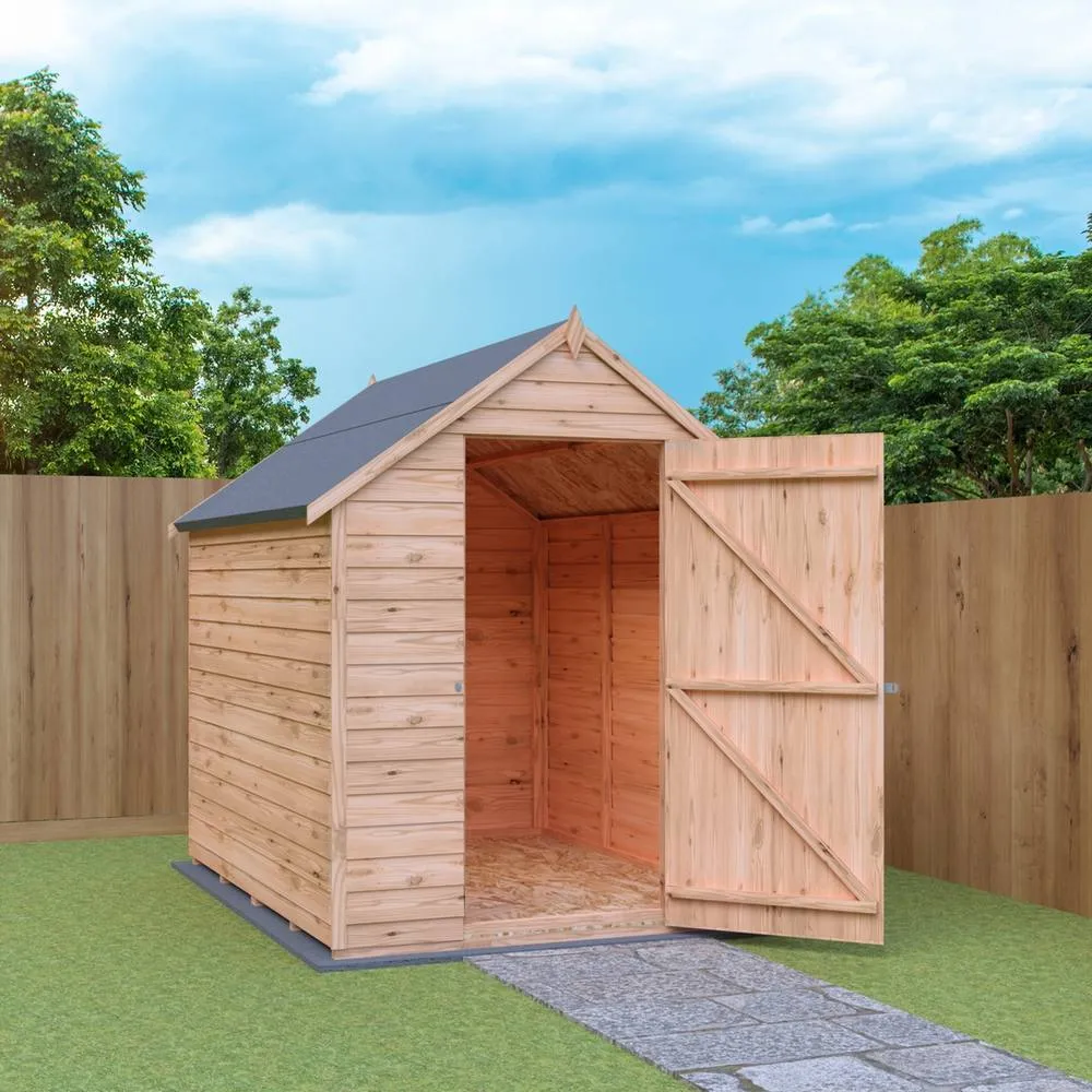 Shires Overlap 7 x 5 Feet Dip Treated Value Range Apex Shed Single Door in Brown 4