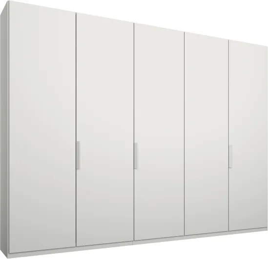 Caren 5 door 250cm Hinged Wardrobe, White Frame, Matt White Doors
