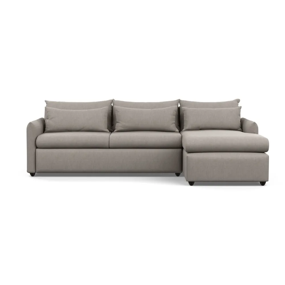 Heal's Pillow Large Right Hand Corner Chaise Broad Weave Pebble Black Feet