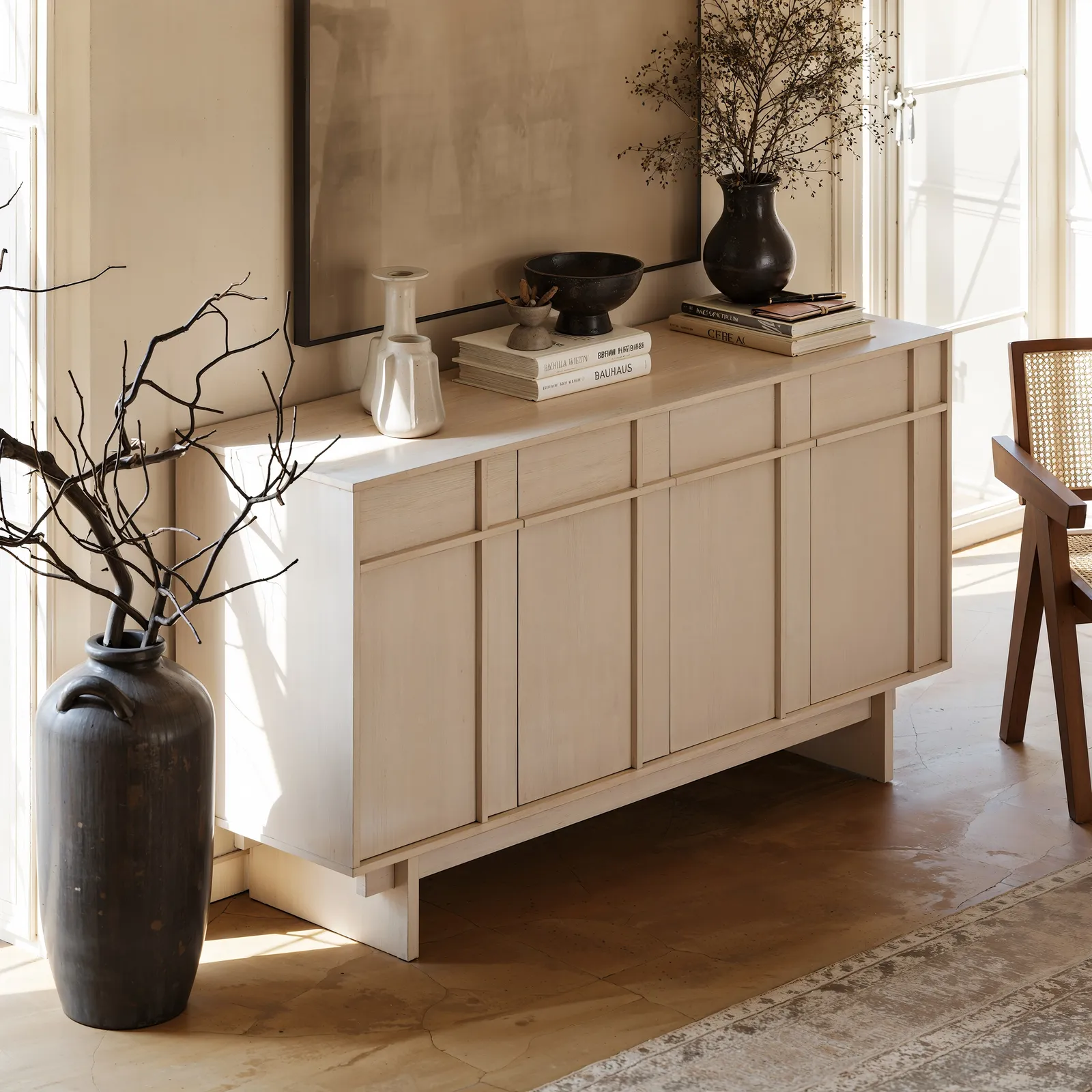 152 cm Mid-Century Modern Wooden Sideboard Buffet with Storage