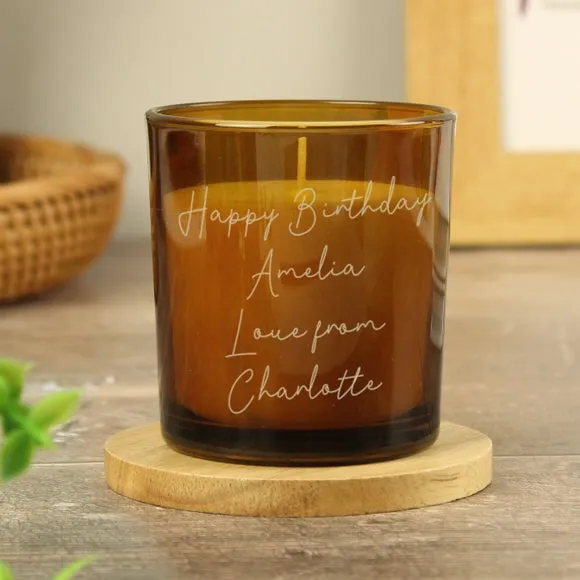 Personalised Engraved Message Glass Candle 2