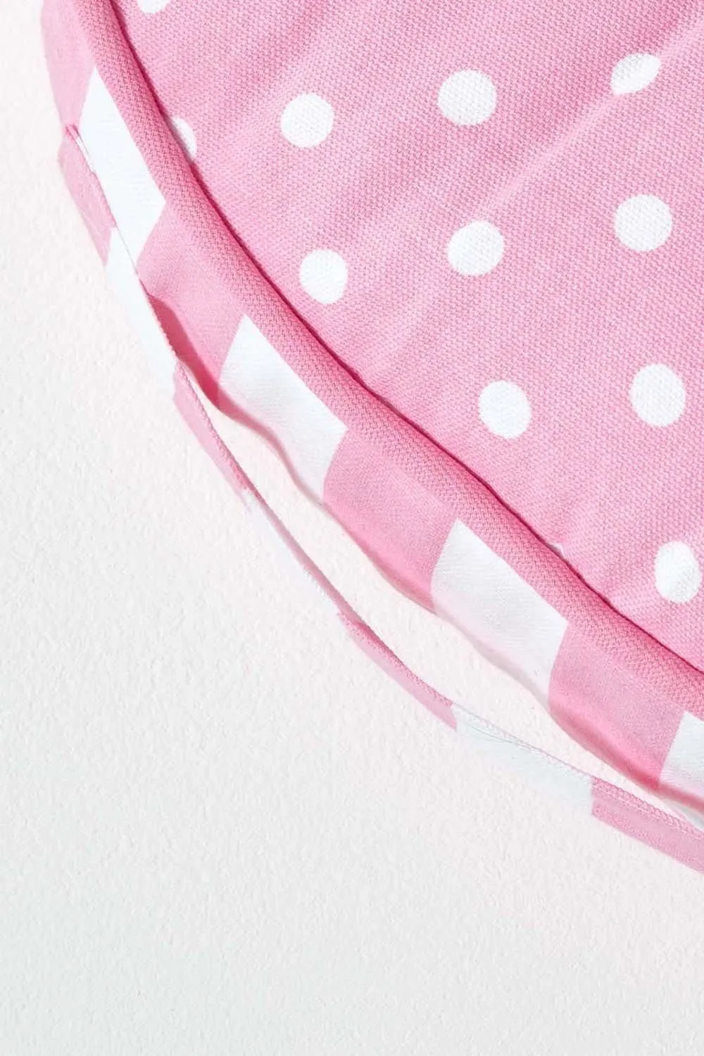Homescapes Polka Dots & Stripes Round Floor Cushion in Pink 4