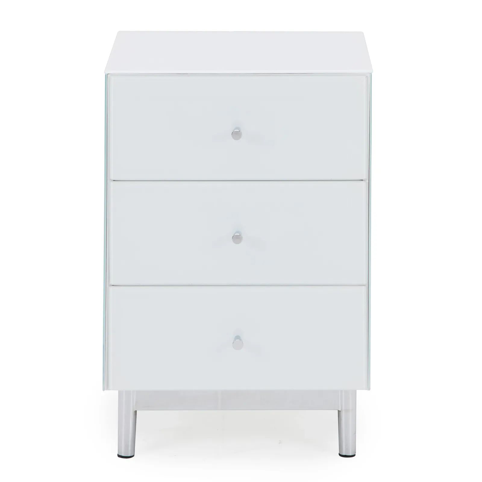 Bardoux Glass Bedside Table White