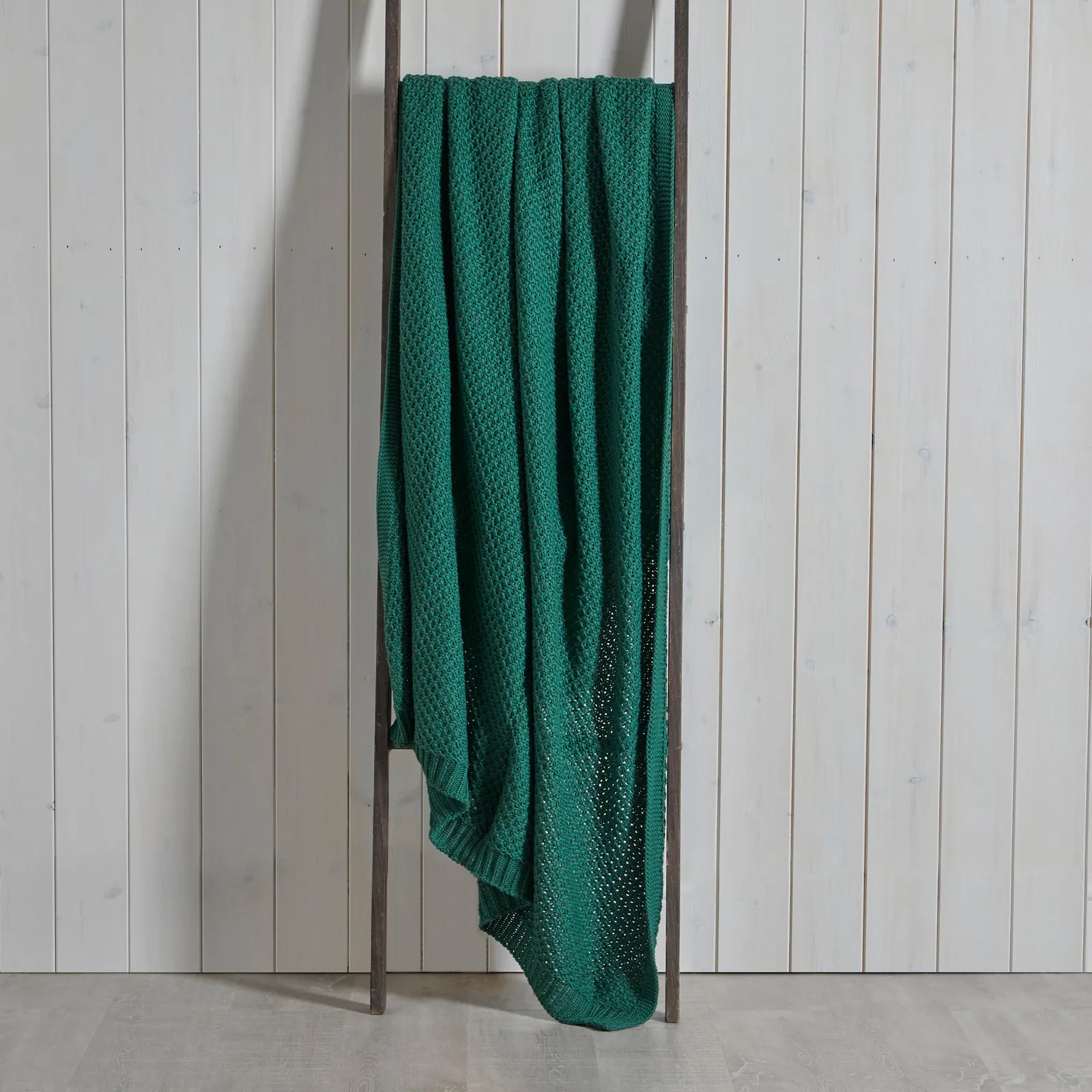 Cotton Moss Knit 130cm x 180cm Throw Green